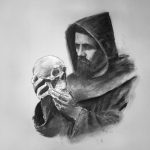 Charcoal Drawing Of Monk